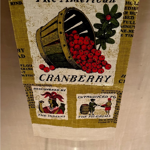 Retro Linen kitchen towel Pilgrim Thanksgiving motif 100%Linen - Picture 3 of 6